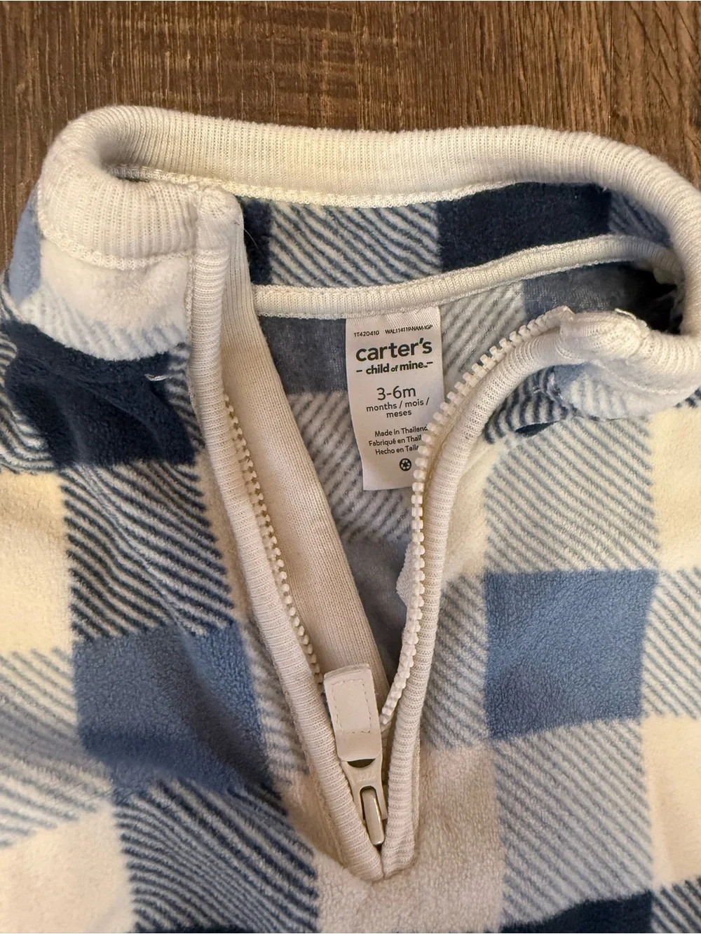 Carter's Navy and Cream Buffalo Plaid Fleece One-Piece